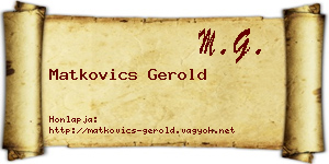 Matkovics Gerold névjegykártya